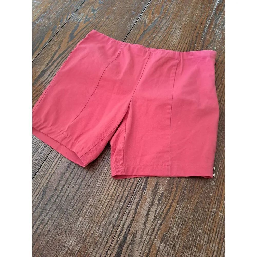Size 14 JM Collection Pink Coral Side Zip Button Leg Detail Summer Casual Shorts